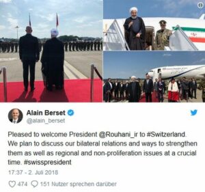 Schweiz: Rohani bekräftigt die iranische Nichtanerkennung Israels