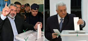 Hamas-Führer Haniyeh und Fatah-Führer Abbas bei den letzten Wahlen zum Palästinensischen Legislativrat im Jahr 2006.