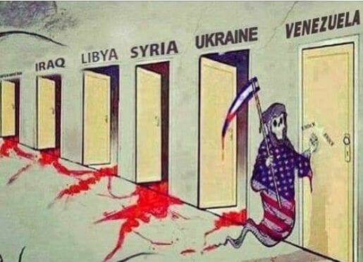 Antisemitisches Karikaturt zeigt USA als Tod mit Israel als Sense
