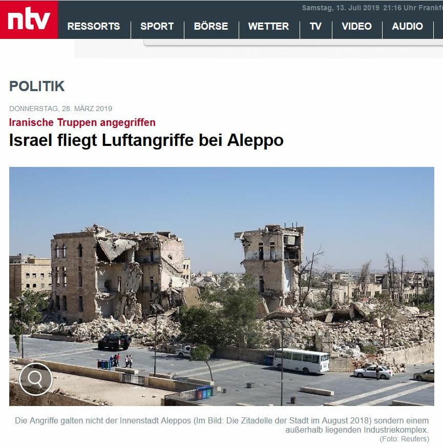 Wie n-tv eine Bildunterschrift über israelischen Angriff verschlimmbessert