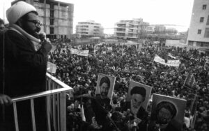 Subhi al-Tufayli bei einer Demonstration für die Islamische Revolution im Iran, 30 November 1979