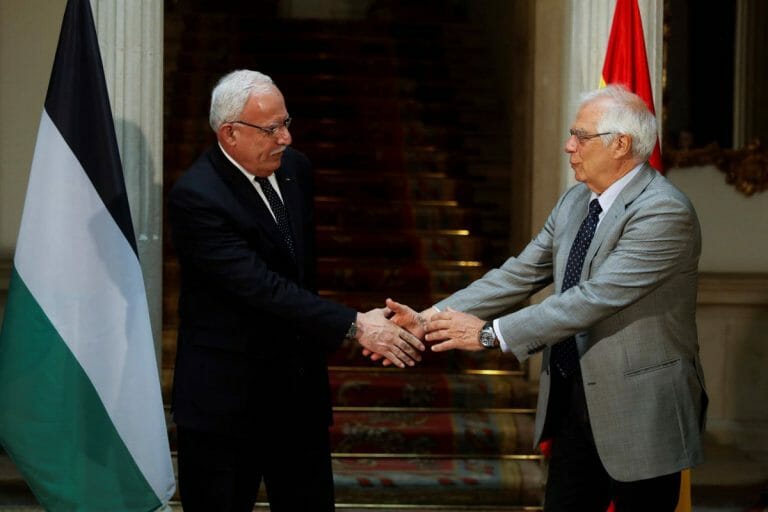 Außenminister der Palästinensischen Autonomiebehörde Mailk und EU-Außenbeauftragter Borrell