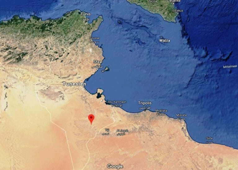Standort für das geplante Flüchtlingslager bei Remada in Tunesien (Google Maps)