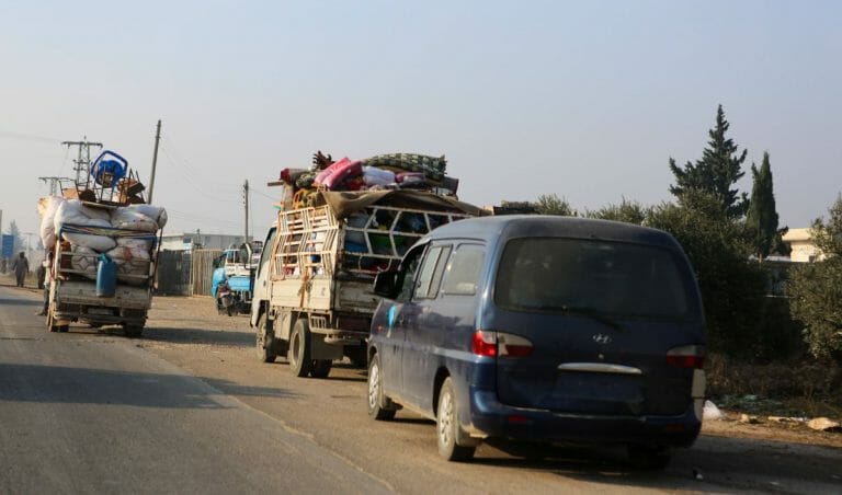 Flüchtlingskonvoi in der Region Idlib