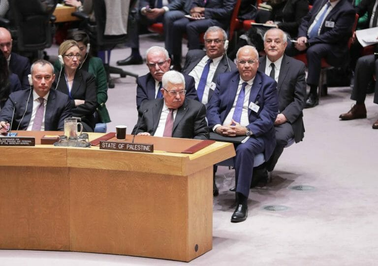 Mahmud Abbas hat gute Gründe, angesichts des Trump-Plans grimmig dreinzuschauen, wie hier im UN-Sicherheitsrat (imago images/ZUMA Press)