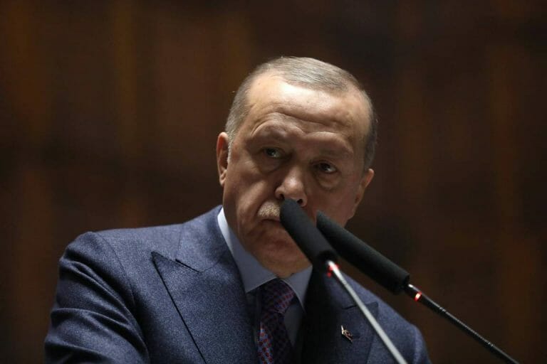 Turkey President Recep Tayyip Erdogan speaks during Justice and Development Party weekly parliamentary meeting in Ankara, Turkey. 16668685