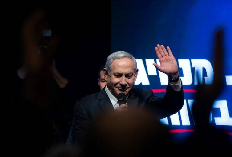 Wahlkampfauftritt von Israels Langzeit-Premier Benjamin Netanjahu. (imago images/Xinhua)