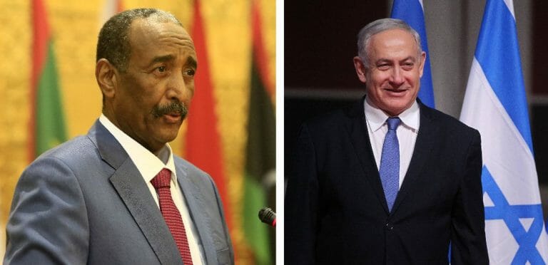 Führer von Sudans Souveränem Rat Abdel Fattah al-Burhan und Israels Permier Benjamin Netanjahu