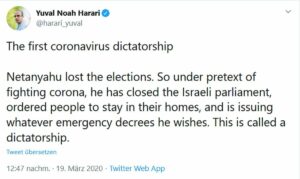 Der Tweet von Yuval Harari, den der SPIEGEL für seinen Artikel aufgriff