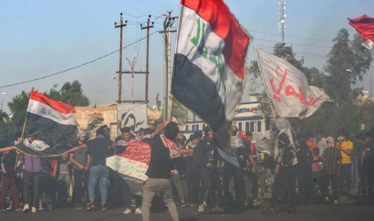 Proteste gegen den mittlerweile zurückgetretenen designierten Premierminister Tawfiq Allawi im Irak