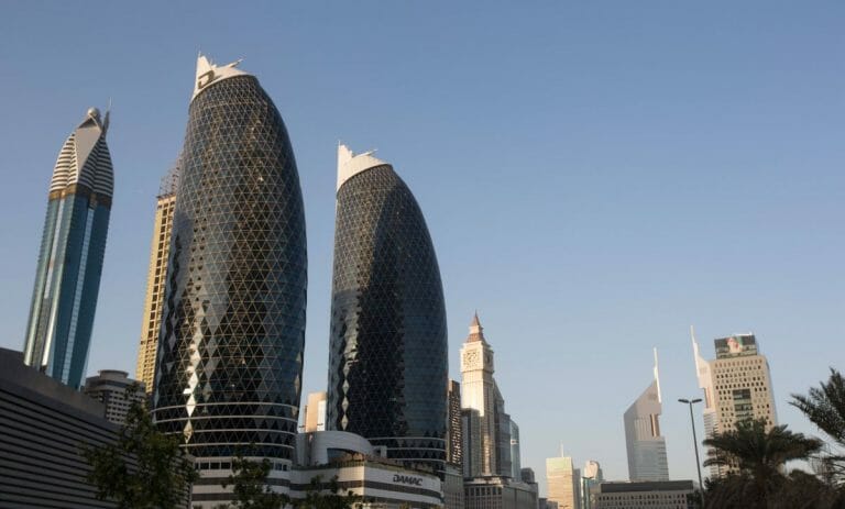 Das Dubai International Financial Center in den Vereinigten Arabischen Emiraten