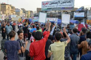 Demonstranten im irakischen Nasiriyah Mitte März. (imago images/ZUMA Wire)