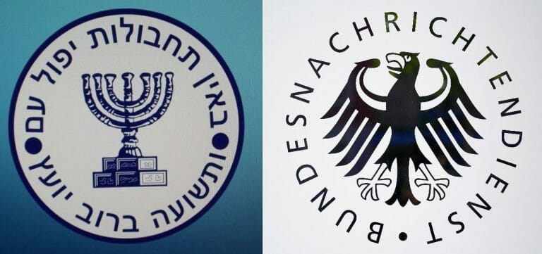 Logo des Mossad und des deutschen Bundesnachrichtendienstes