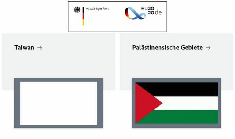 Auswärtiges Amt: Keine Flagge Taiwans aber eine der palästinensischen Gebiete