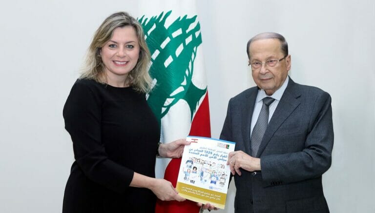 Claudine Aoun Roukoz mit ihrem Vater Präsident Aoun