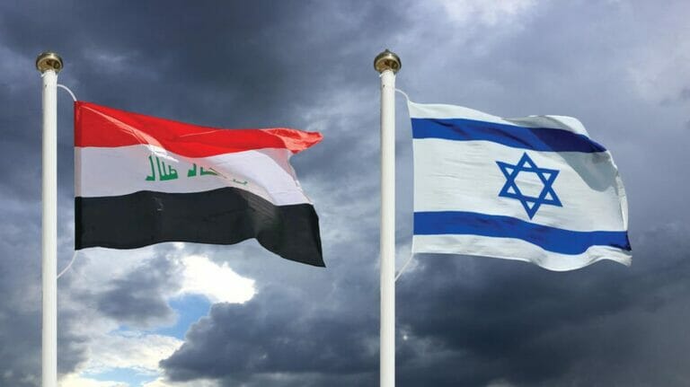 Die irakische und die israelische Flagge