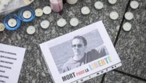 Gedenken an den im Oktober ermordeten französischen Lehrer Samuel Paty