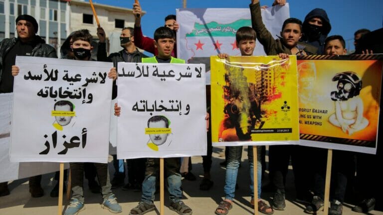 Anti-Assad-Demonstration in Syrien im Februar 2021