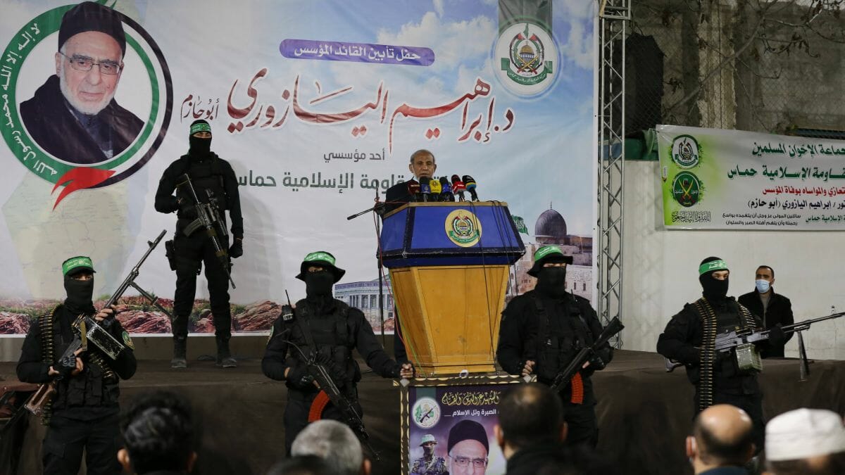 Der Hamas-Funktionär Mahmoud al-Zahar bei einer Ansprache in Gaza