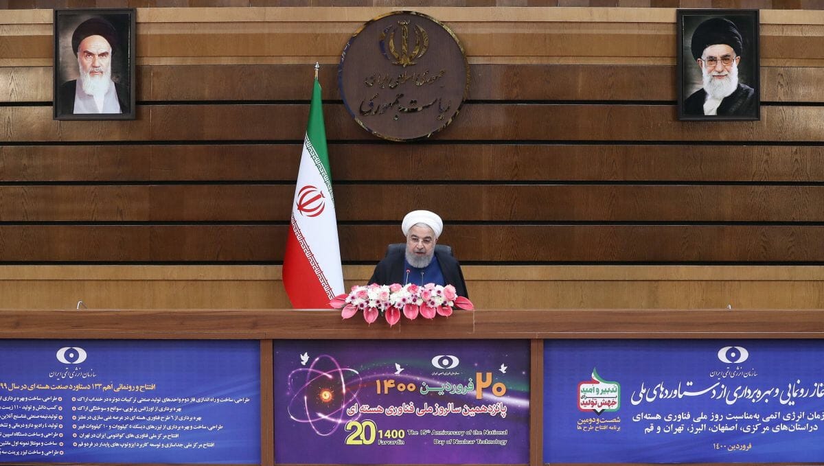 Irans Präsident Rohani bei den Feierlichkeiten zum „Nationalen Tag der Nukleartechnologie“ am 10. April
