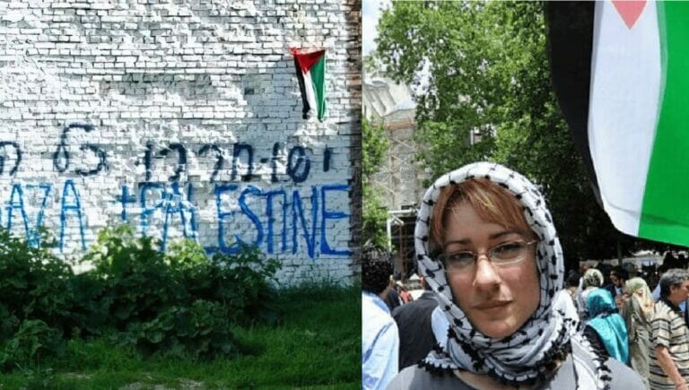Ewa Jasiewicz sprühte 2010 "Free Gaza + Palästina" an eine Wand des Warschauer Ghettos