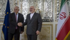 EU-außenpolitikchef Borrell mit seinem iranischen Amtskollegen Zarif
