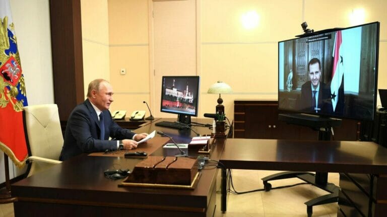 Putin und Assad bei einer Videokonferenz