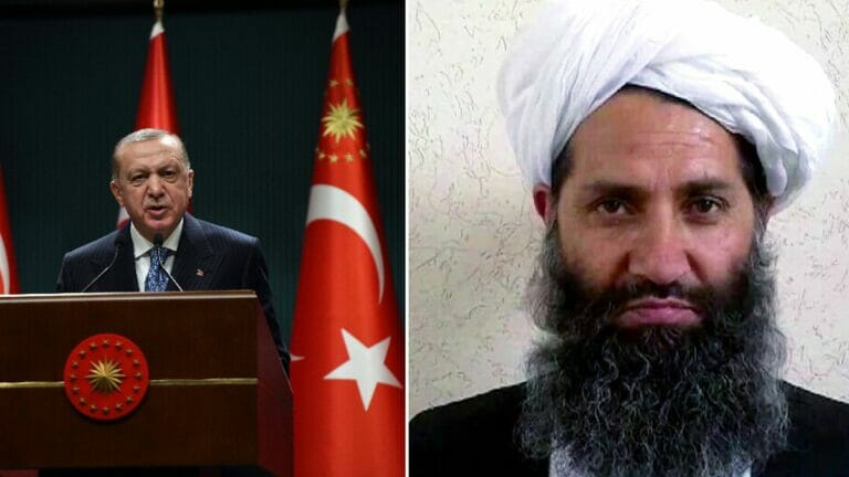 Türkischer Präsident Recep Tayyip Erdogan, Taliban-Anführer Mullah Haibatullah Akhundzada