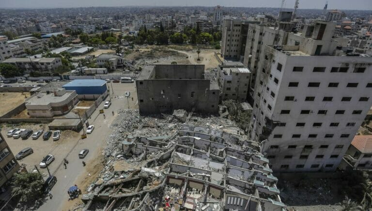 Kaum Kollateralschäden: Ruinen des von der Hamas genutzten al-Jalaal Towers in Gaza