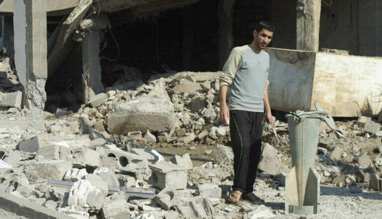 Überbleibsel einer Streubombe des syrischen Regimes