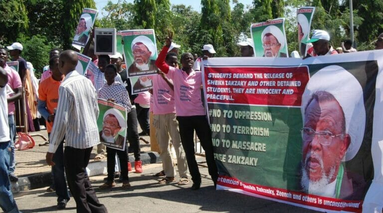 Nigerianer demonstrieren 2015 für die Freilassung des Führers der „Islamischen Bewegung“, Ibrahim Zakzaky
