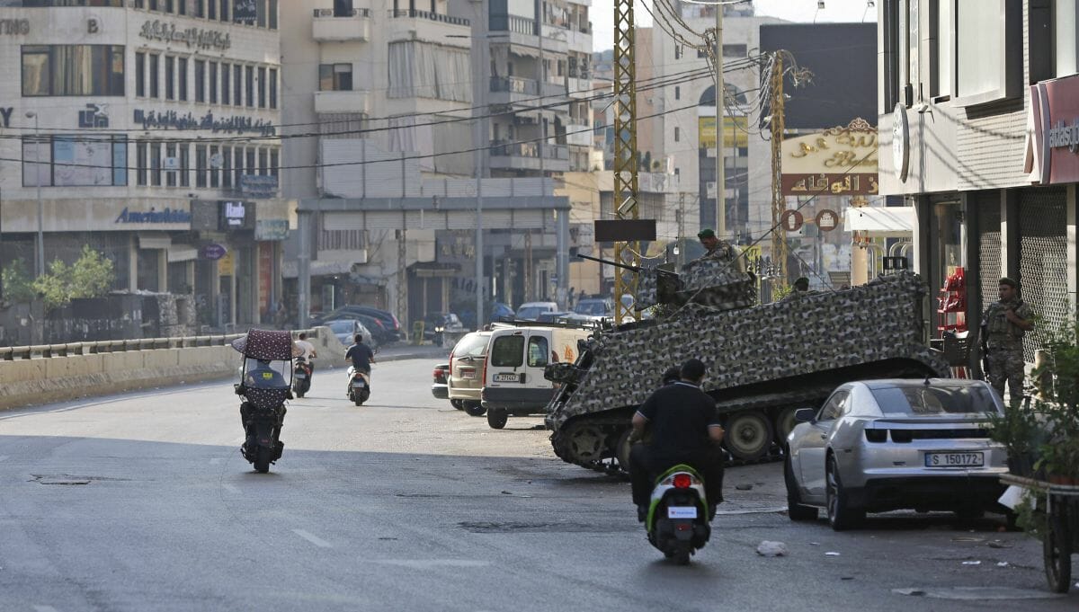 Im Beiruter Tayouneh-Viertel, wo die Gewalt vergangene Woche ausbrach, stationierte libanesische Armee