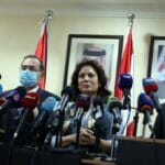 Die Energieminister des Libanons, Ägyptens, Jordaniens und Syriens bei einer Beratung über Erdgaslieferungen in den Libanon