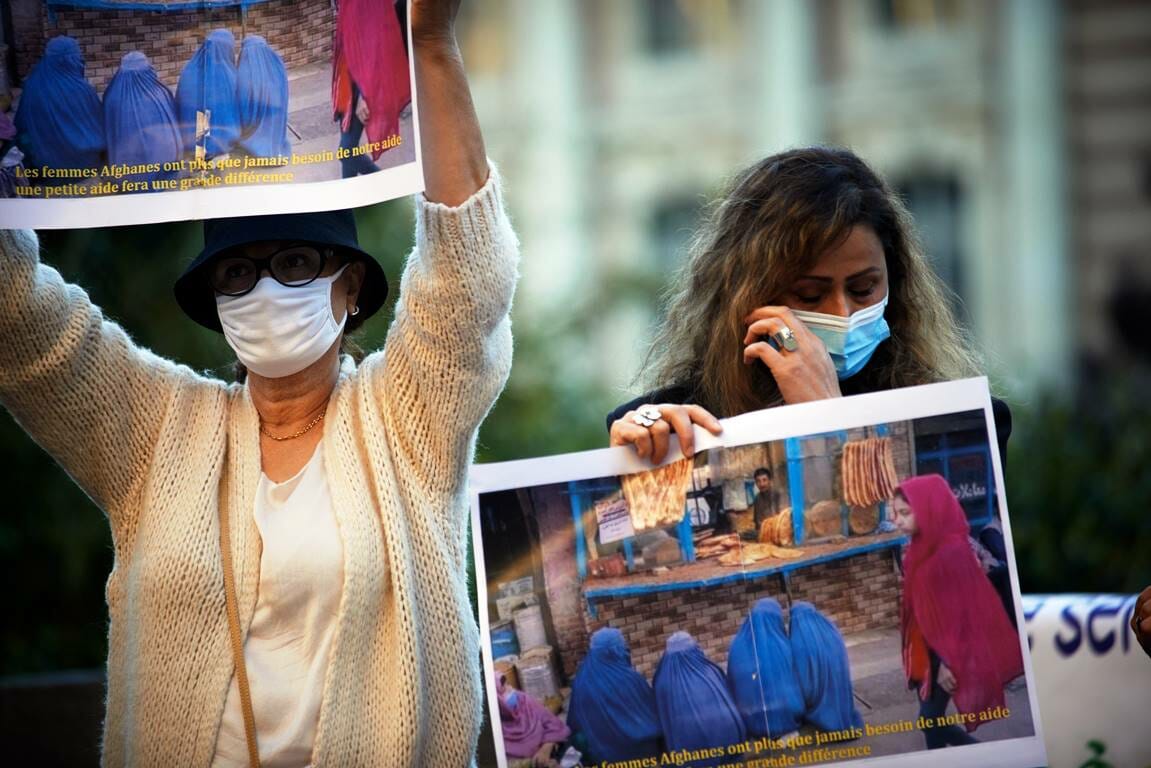 Solidaritätsdemonstration in Toulouse mit Frauen in Afghanistan. (© imago images/NurPhoto)