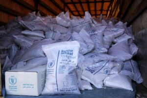 Auch in dem vom Assad-Regime kontrollierten Teil Syriens sind die Menschen auf Nahrungsmittellieferungen wie diese vom World Food Program der Vereinten Nationen abhängig. (© imago images/ZUMA Wire)