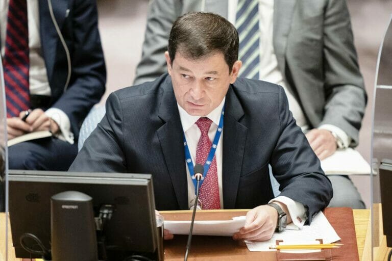 Dmitry Polyanskiy, stellvertretender UN-Botschafter Russlands in New York. (© imago images/UPI Photo)