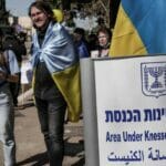 solidaritätsdemonstration mit der Ukraine vor dem israelischen Parlament