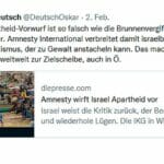 Tweet des Präsidenten der Israelitischen Religionsgesellschaft in Österreich, Oskar Deutsch