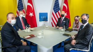 Die Präsidenten der Türkei und der USA, Recep tyyip Erdogan und Joe Biden