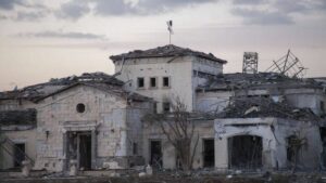 Von iranischer Rakete zerstörtes Haus nahe des US-Konsulats in Erbil