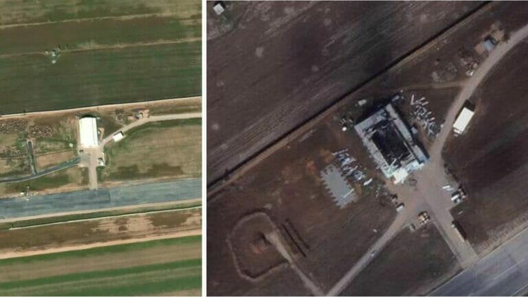 Die iranische Drohnenbasis in Kermanshah vor und nach dem israelischen Angriff