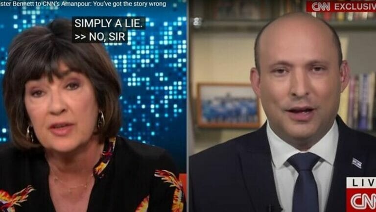 CNN-Anchorwoman Christiane Amanpour und SIraels Premierminister Naftali Bennett