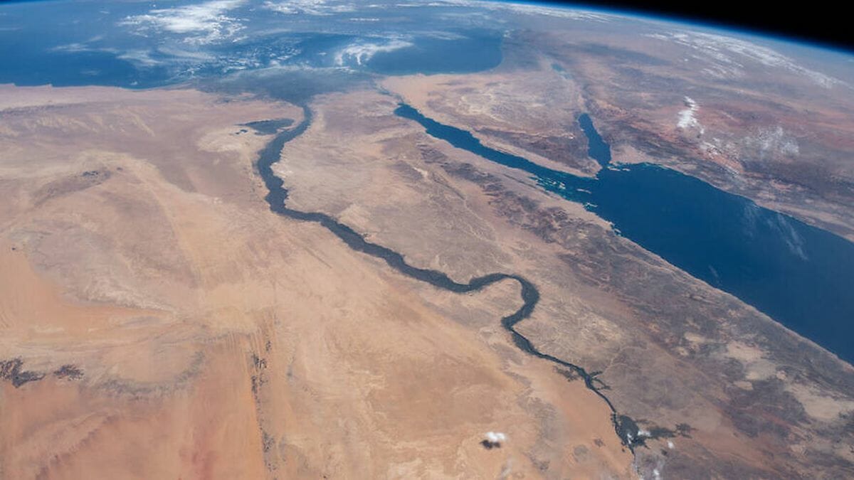 Die ägyptische Sinai-Halbinsel vom Weltraum aus gesehen