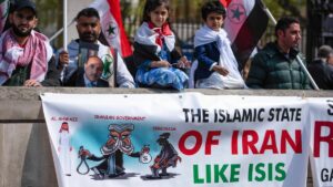Iranische Oppositionelle in London demonstrieren gegen das Regime