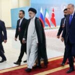 Die Präsidenten bei Dreiergipfel Russland-Iran-Türkei in Teheran. (© imago images/ZUMA Wire)