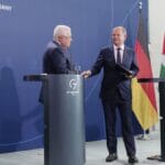 Pressekonferenz von Olaf Scholz und Mahmud Abbas im Berliner Kanzleramt