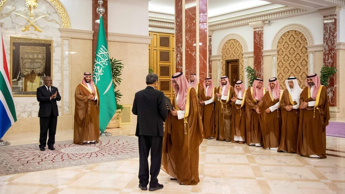 Der saudische Kronprinz bin Salman empfängt den Präsidenten von Südafrika Cyril Ramaphosa in Riad