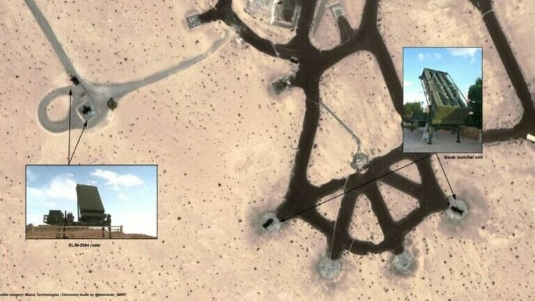 Satellitenbilder zeigen zwei in den Vereinigten Arabischen Emiraten stationierte Barak Luftabwehrsysteme und ein Elta EL/M-2084 Radarsystem