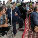 Syrische Mienenopfer bei einer Veranstaltung, die Bewusstsein für die Gefahren schaffen soll