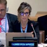 die ständige UNHCR-Sonderberichterstatterin für die Menschenrechtssituation in den seit 1967 besetzten palästinensischen Gebieten, Francesca Albanese